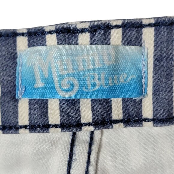 Mumu Blue Womens Berkeley Zip Up Blue Striped Bell Bottoms Flare Jeans Pants 26 - Picture 8 of 11